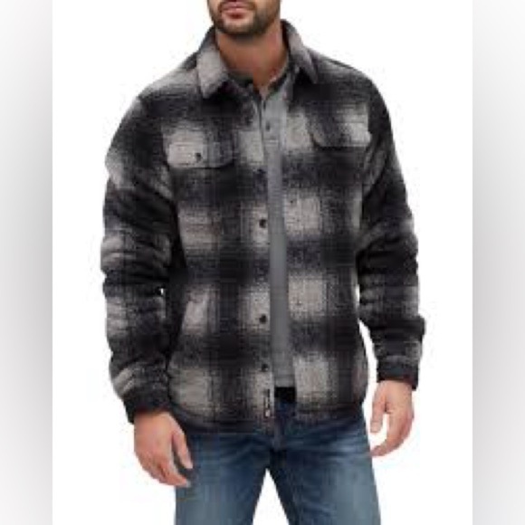 Flag & Anthem Other - Flag and Anthem Men's Black & Gray Plaid Lightweight Shacket Jacket